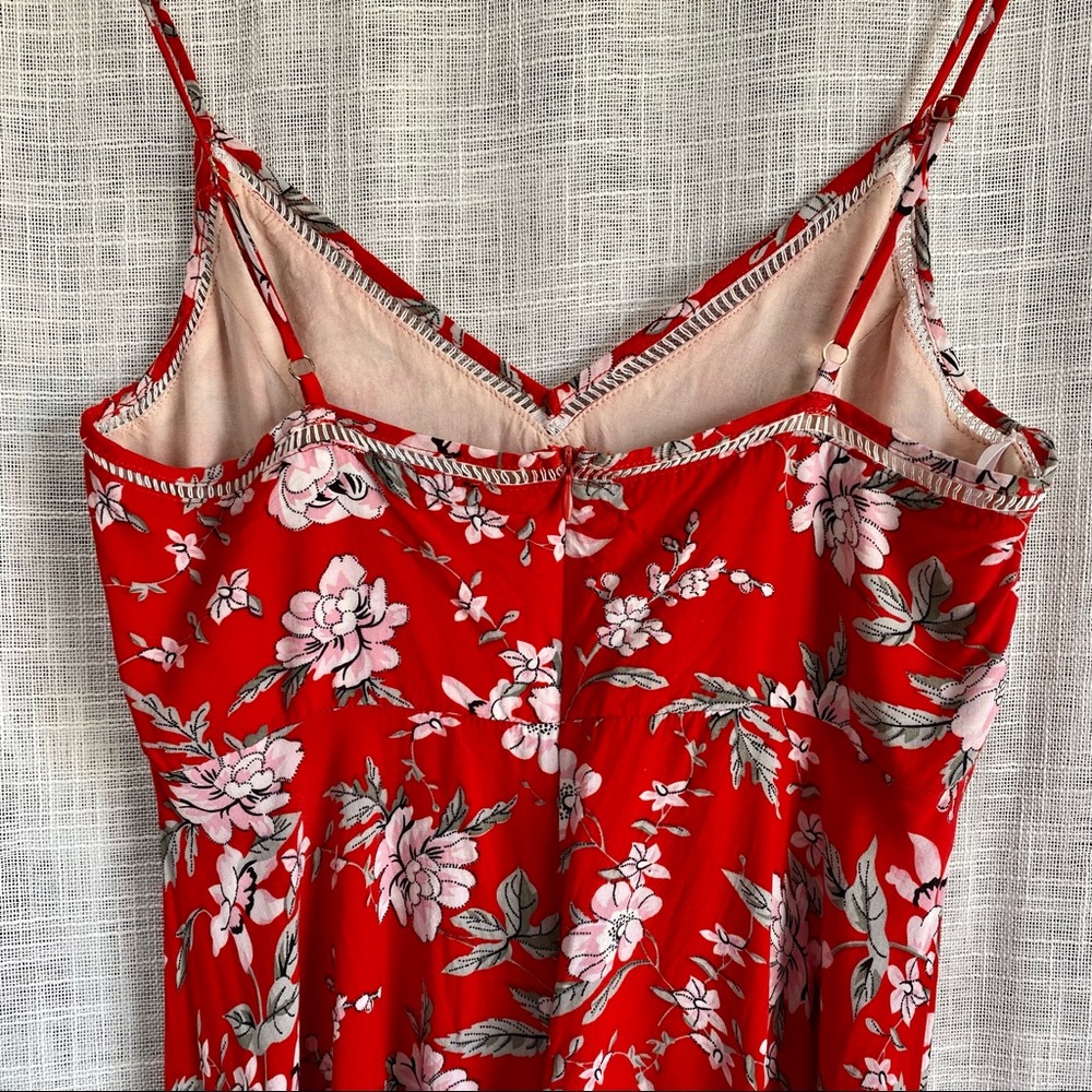 Lulu's Red Floral Print Midi Dress - Picture 5 of 9